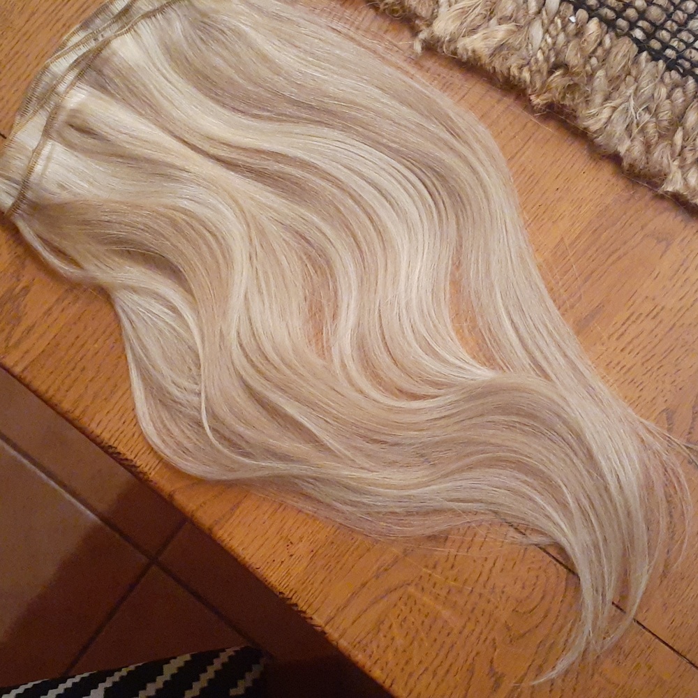 Blonde Human hair Sew in weft 30 inches wide 16inches long